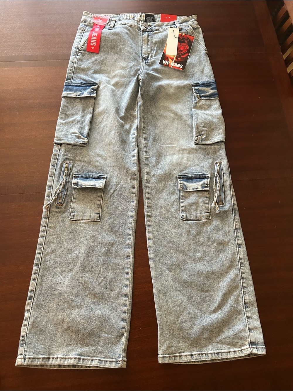 VIP Women’s/Juniors Light Blue Cargo Jeans